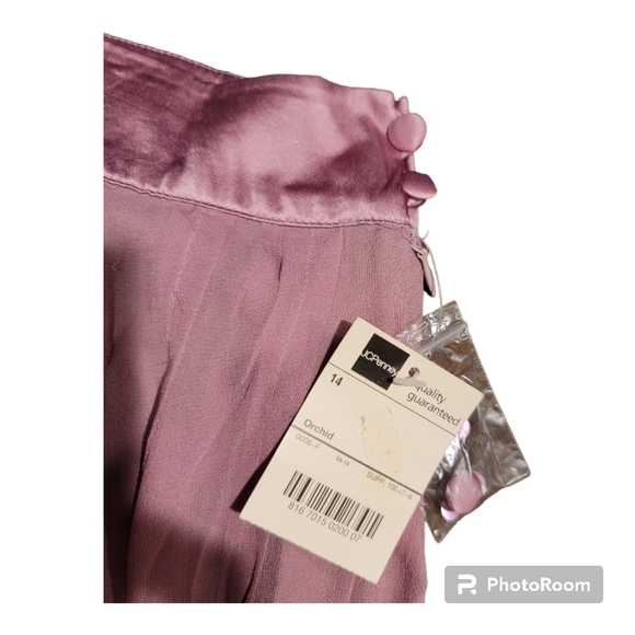 Worthington pleated skirt sz14 in orchid silk satin sequins lined Ballerina - Picture 8 of 11